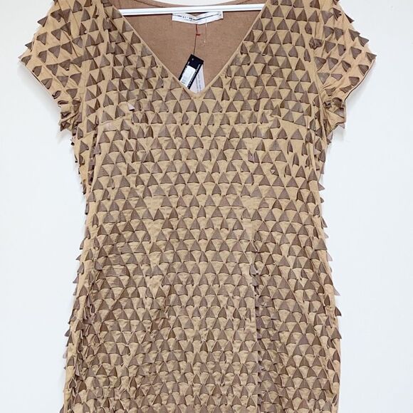 NWT Blank London Anthropologie Handmade Silk Leather Bodycon Dress Sz L $400 - Picture 6 of 7